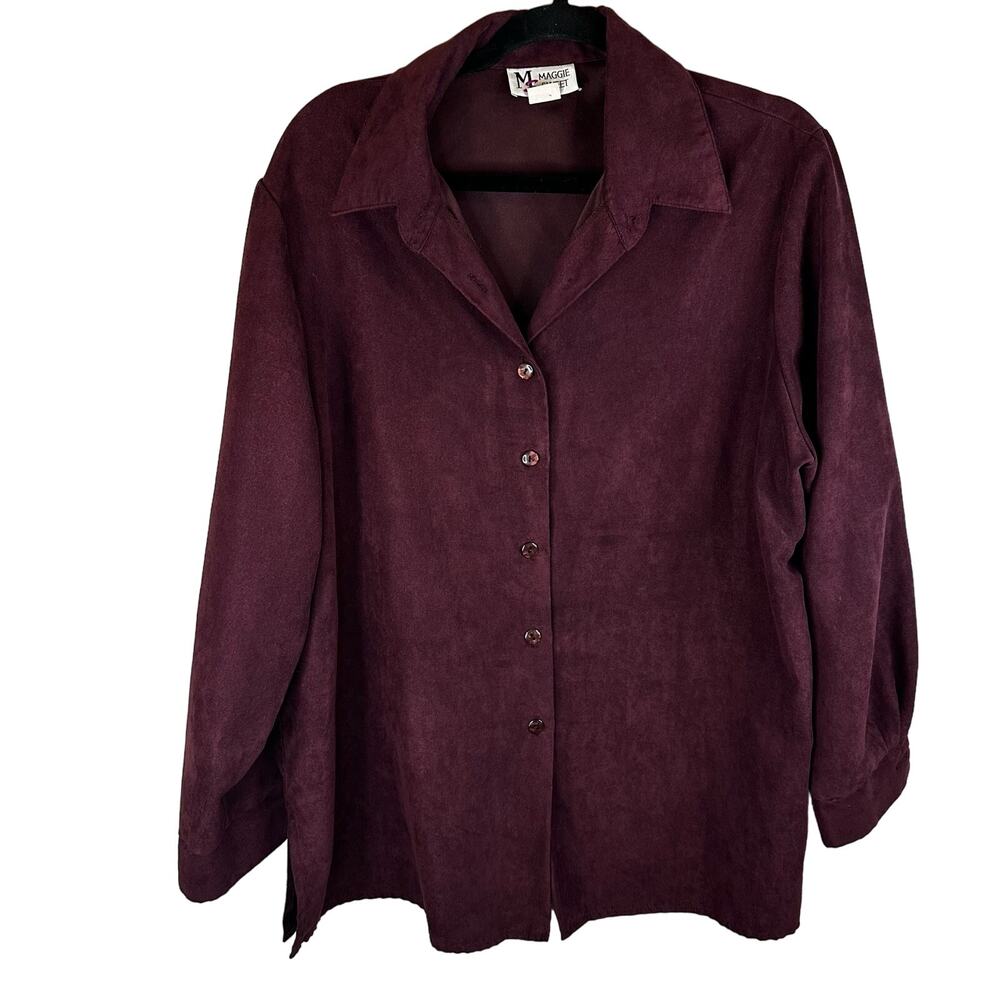 Maggie Sweet Vintage Purple Soft Button Down Blouse 1X